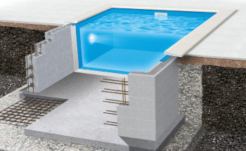Thermo betongpool genomskärning