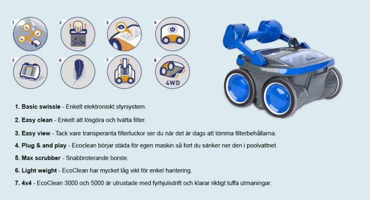 Pooldammsugare som gör rent poolen åt dig